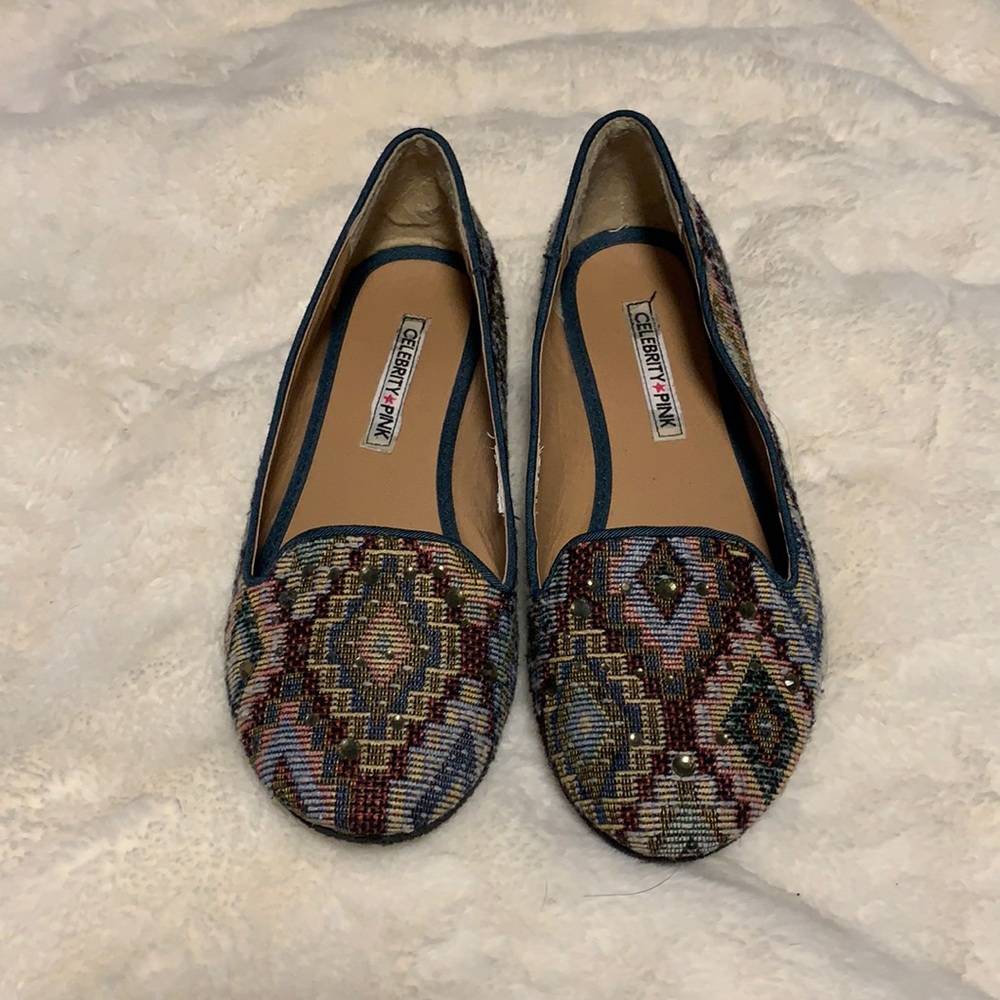 Celebrity Pink Patterned Flats Sz 7